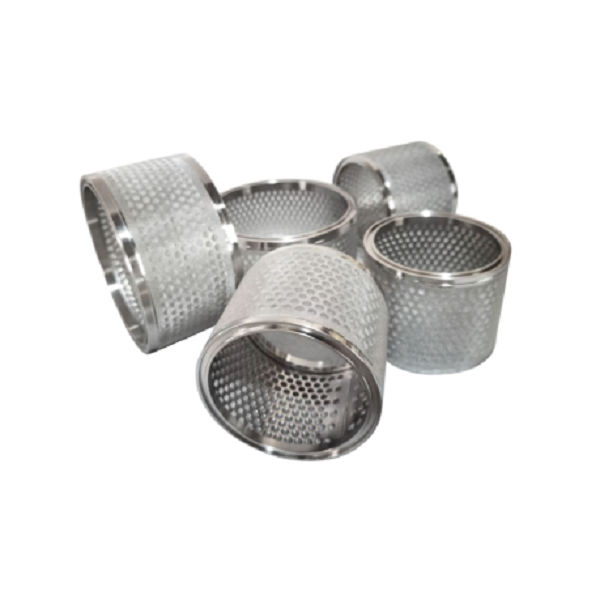 Perforated plate composite mesh filter element